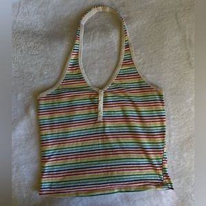 Striped Rainbow halter top Size S